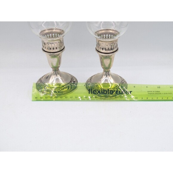 Towle Sterling Silver (weighted) 512 Candle Holders/Candlesticks with Globes - Picture 4 of 9